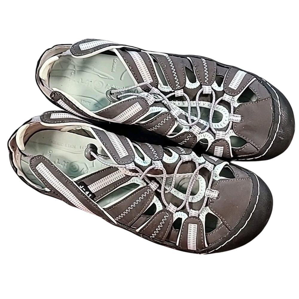 J-41 by Jambu Black Water Sandals Blue Trim Size 8M